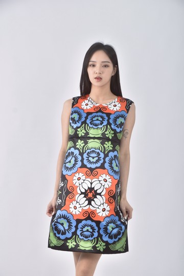 (S) iroo質感花紋黑色洋裝