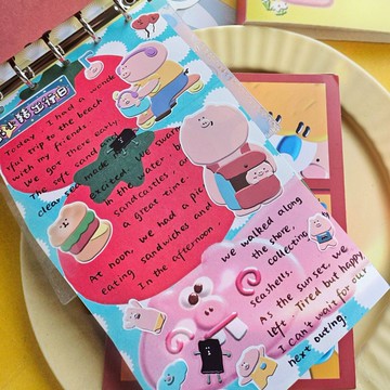 【coloryeah】可愛手賬文具/m5三折頁手帳/奶茶記錄妝容記錄便簽