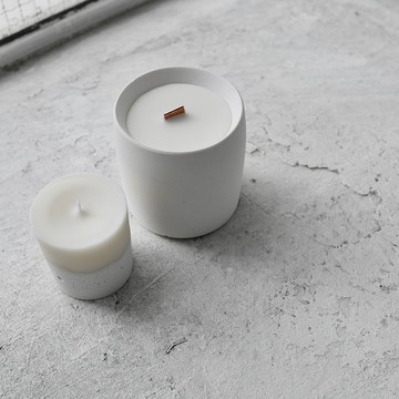 水泥蠟燭 - 白 ( 佛手柑,薑花)