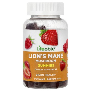Lifeable, 猴頭菇軟糖，漿果味，60 粒軟糖（每粒軟糖 100 毫克）