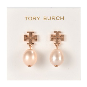 TORY BURCH KIRA 珍珠垂墜款穿式耳環-玫瑰金