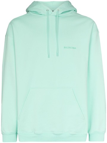 Balenciaga - embroidered logo hoodie - men - Cotton - L - Green