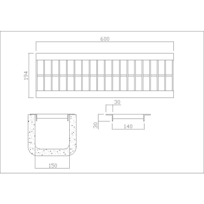 祝開店大放出セール開催中 グレーチング 溝幅150用 荷重:T-2 乗用車 HGU150-19L600 U字溝用 普及型L=600 法山本店 