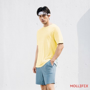 Mollifix 瑪莉菲絲 MEN_A++涼感輕量短袖訓練上衣 (明亮黃)