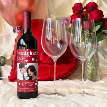 情人節禮物|客製化禮物 酒杯文字雕刻紅酒酒標訂製 情侶交換禮物