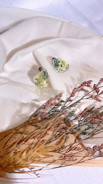 藍花綠葉自然系耳夾