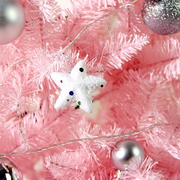 圣誕節圣誕樹裝飾品 小掛件配件 白色雪花粉泡沫五角星6個裝掛飾