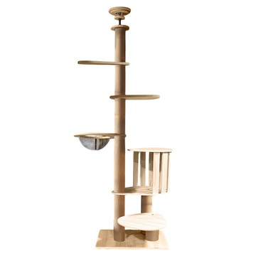 毛皇上 貓跳台頂天立地貓爬架 新款K 附頂部緩衝泡棉墊 木色  1組
