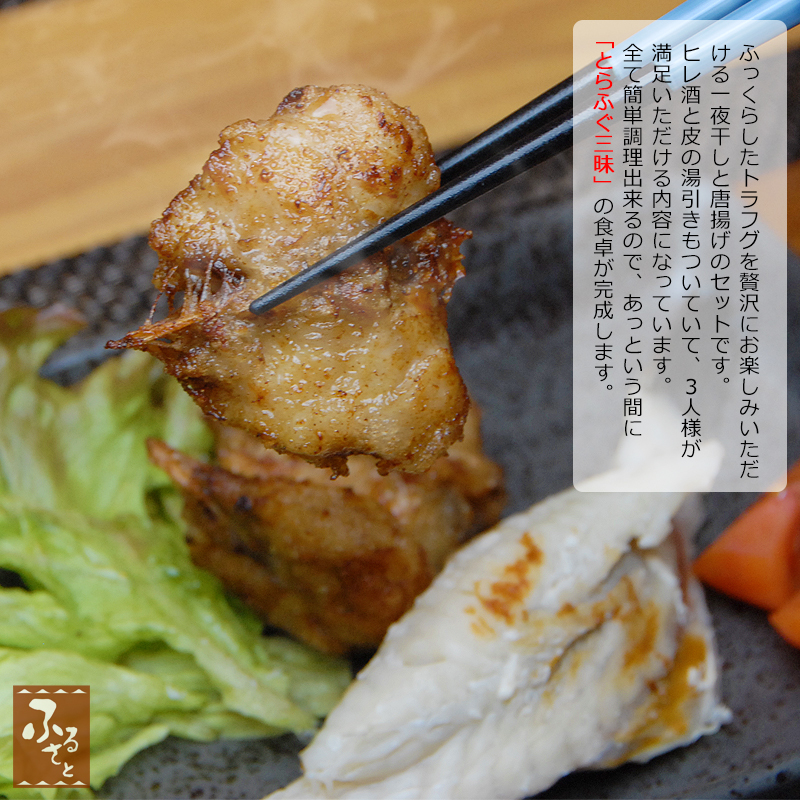 大分県産 とらふぐ 一夜干し から揚げ ヒレ酒 の セット 冷凍 専用ギフト箱 皮湯引き 干しヒレ 送料無料 国産