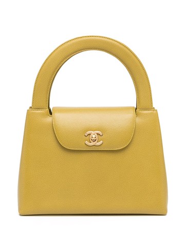 CHANEL Pre-Owned - 1998 CC turn-lock handbag - women - Caviar Leather - One Size - Yellow