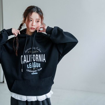 現貨★連帽抽繩英字膠印塗鴉複合棉上衣(共2色)1230 【NR2912】