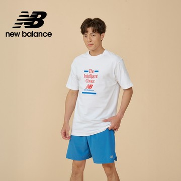【New Balance】NB 標語短袖上衣_男性_白色_MT43552WT