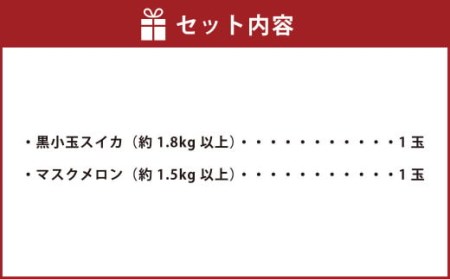 熊本県産 黒小玉スイカ1玉とマスクメロン1玉