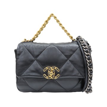 CHANEL 香奈兒 黑色 羊皮 19 口蓋包 兩用包 AS1160 【二手名牌BRAND OFF】