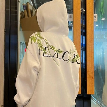 美式復古潮流植物刺繡連帽衛衣秋冬寬鬆小衆設計感帽衫