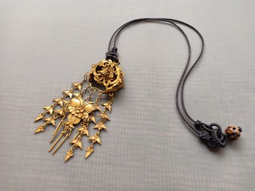 蝴蝶鎏金 手工編結項鍊 – 老件 – 純設計