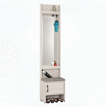 文創集 摩克1.3尺鏡面單門座鞋玄關櫃組合-40x40x196cm免組