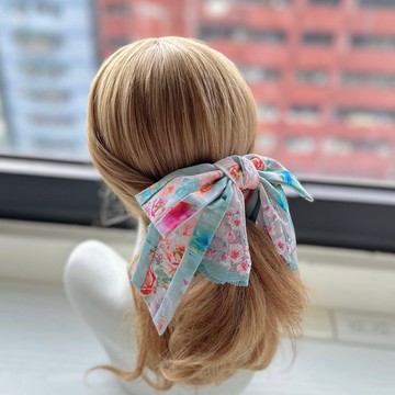 獨家棉布蝴蝶結相交夾香蕉夾仙女夾髮夾-淺薄荷綠