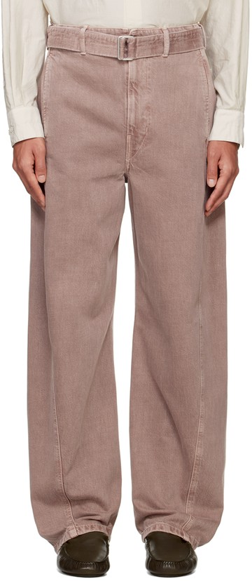 LEMAIRE 粉色 Twisted Belted 牛仔裤