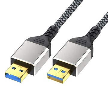 易控王 0.5M USB3.0公對公連接線 鍍金接頭 鋁合金外殼 棉網編織 多重屏蔽 (30-730-01)