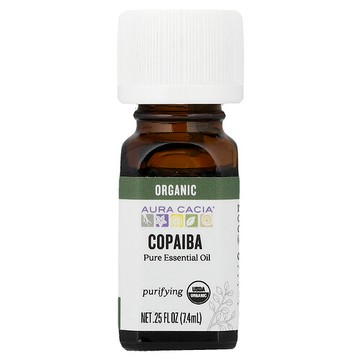 Aura Cacia, 純精油，有機苦配巴，0.25 液量盎司（7.4 毫升）