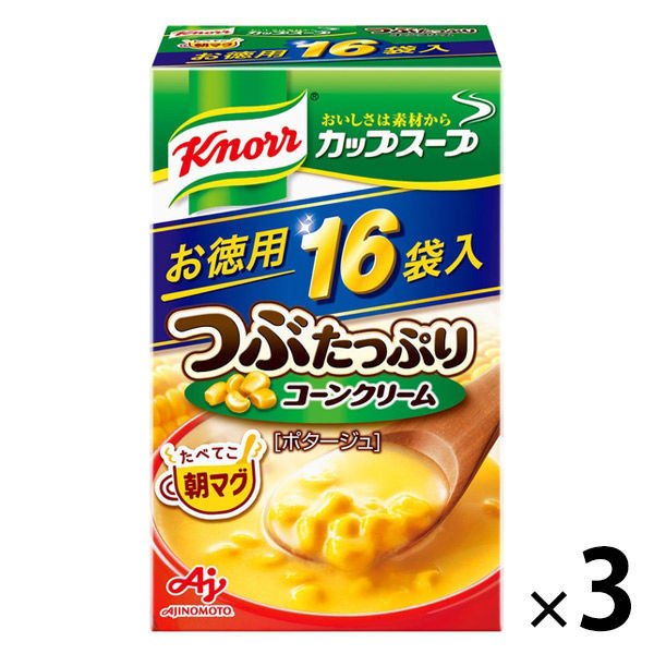 味の素「クノール　カップスープ」つぶコーンクリーム16P×3個　味の素