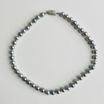 玻璃珍珠混色全結項鍊 / 8mm 約 42cm / 粉彩色灰混色 / 日本製造