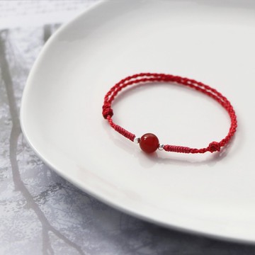 心靈守護丨紅瑪瑙 健康 正能量 雙色編織 蠟線手鍊 客製