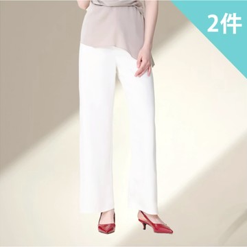 68343-超修飾蠶絲抽繩直筒長褲2件組