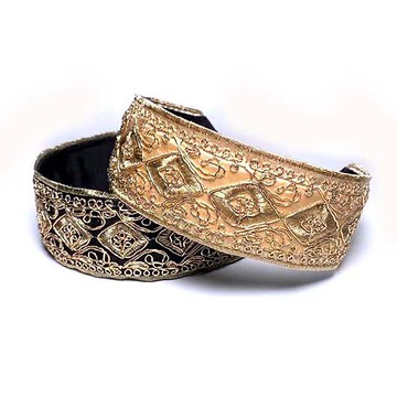 無痛頭帶刺繡絲帶髮飾 Easy Wide Luxurious UHR-284 菱形圖案