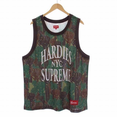 SUPREME シュプリーム 23SS Hardies Camo Basketball Jersey カモ総柄 ラインストーンロゴ装飾メッシュタンクトップ ブルー