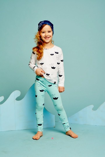 2015春夏 kukukid 湖水綠滿版帆船棉質legging