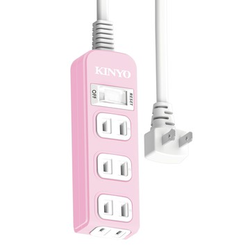 Kinyo 1開4插安全延長線  1.8m  粉色  1條