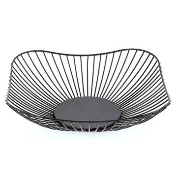 好物良品 花邊形矮款金屬鏤空收納籃 客廳裝飾零食水果網籃 平穩底部  28 × 9.5 × 7.5cm  黑色  1個