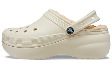 WMNS CROCS CLASSIC PLATFORM LINED CLOG BONE