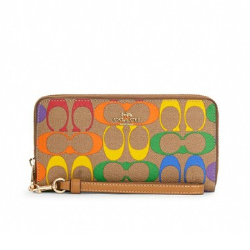 COACH Rainbow Signature 彩虹帆布長拉鏈錢包女士錢包 C4537【 菲尼斯 國際精品 ★ 疊加現抵$1300 】