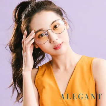 ALEGANT韓系質感黑細圓框顯小臉UV400濾藍光眼鏡