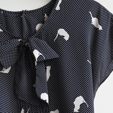 【蛋植物古著】日本製貓咪剪影印花古著襯衫