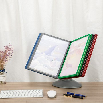 雜誌架 多功能可調臺式桌面旋轉文件展示架 A4翻頁文件管理資料架菜單架