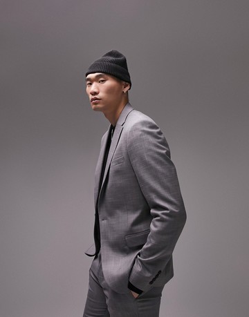 Topman stretch super skinny suit jacket in grey