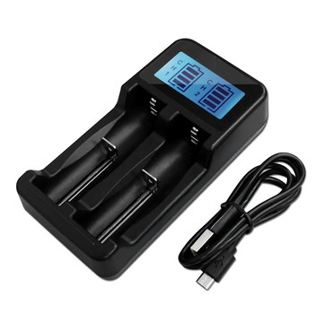LCD液晶雙槽式複合式充電器，可充3/4號、18650、14500電池  1入