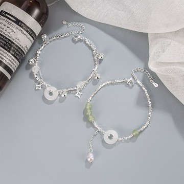 Sweet Air D4205 日韓流行時尚飾品 雜誌推薦款 仿玉石感平安碎銀造型 手環 手鍊