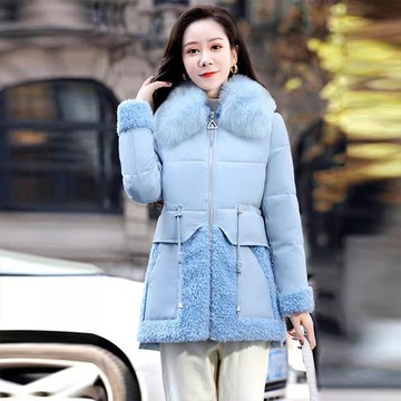 【韓國K.W.】KMM3585現貨歐洲羊羔絨拼接帽保暖同級連帽中版外套(保暖/升溫/保暖棉/連帽/中長版)