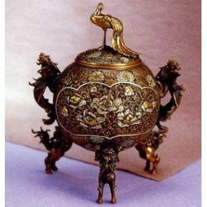 高岡銅器 香炉【玉型孔雀香炉】伝統美術工芸品 | LINEブランド
