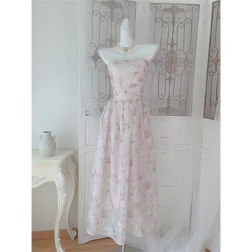 Good Job 花海物語 抹胸碎花連衣裙肩帶可拆卸法式高級感吊帶長裙