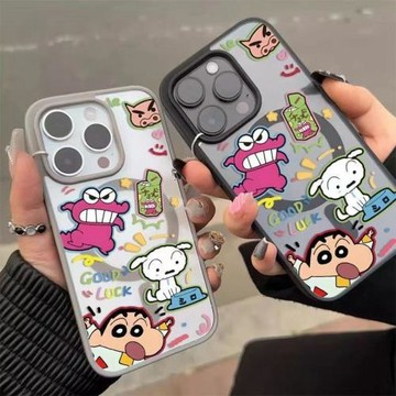蠟筆小新磁吸殼透明適用蘋果16promax全包防摔手機殼16E簡約iPhone15保護套ip14爆款13磁吸12創意11個性男女