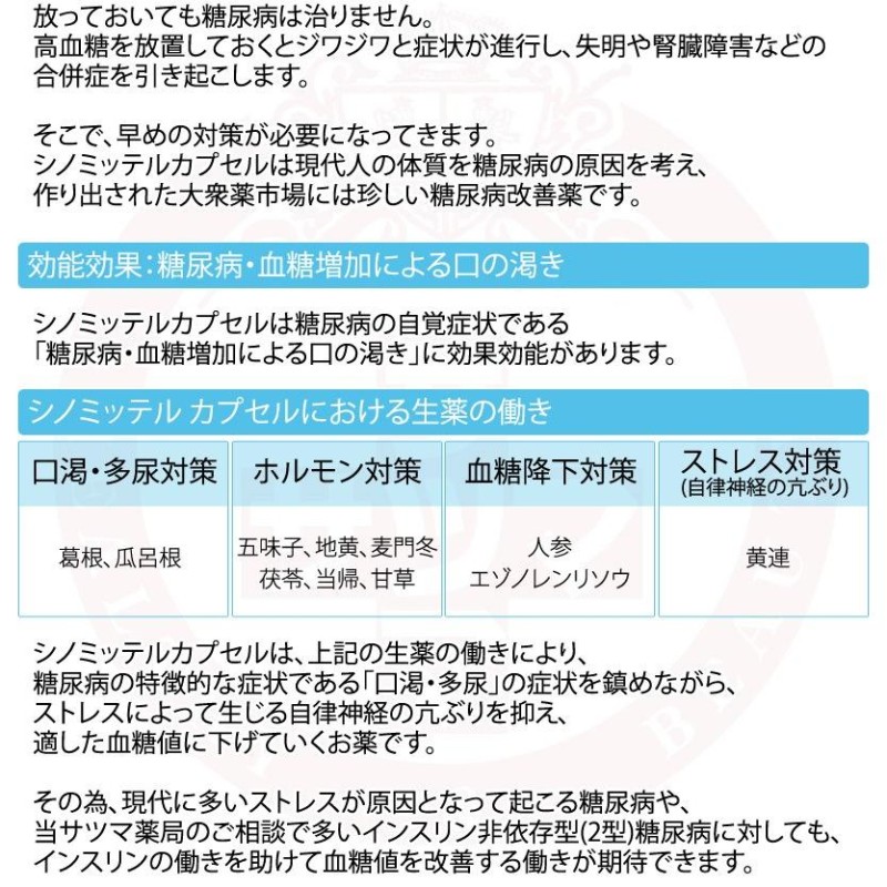 糖尿病 シノミッテル 150カプセル 口が渇く 高血糖 成人病 ホノミ 《第