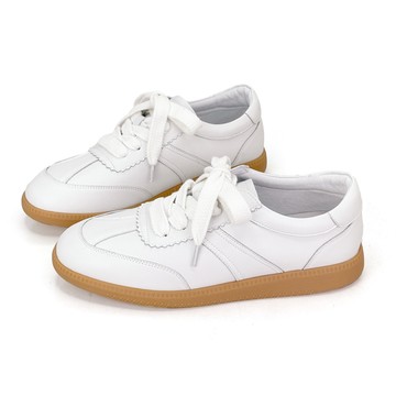 Sassa雲街漫步真皮韓系拼接復古德訓鞋休閒鞋