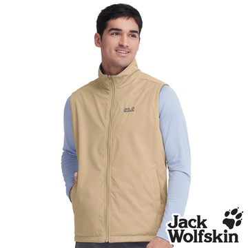 【Jack wolfskin飛狼】男 雙面穿防風保暖背心 外層防潑水內刷毛『金黃棕/灰』