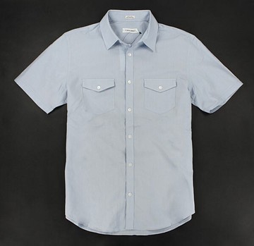 美國百分百【全新真品】Calvin Klein 男生 夏季 短袖 襯衫 淡水藍 細條紋款 S M號 超取 CK